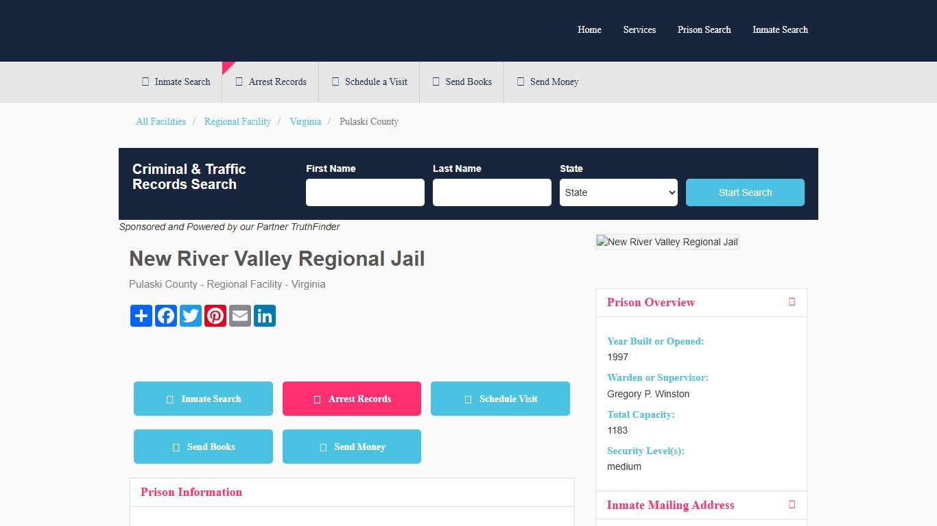 New River Valley Regional Jail Inmate Search and Prisoner Info - Dublin, VA