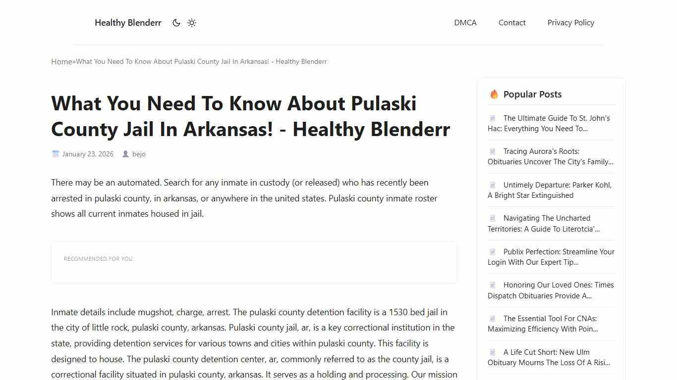 What You Need To Know About Pulaski County Jail In Arkansas! - Healthy Blenderr